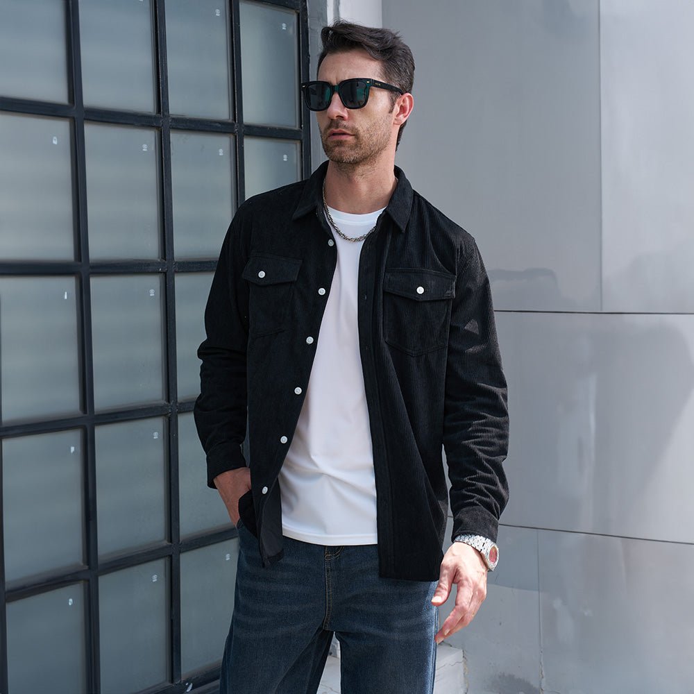 Men's Long Sleeve Corduroy Sun Protection Shirt