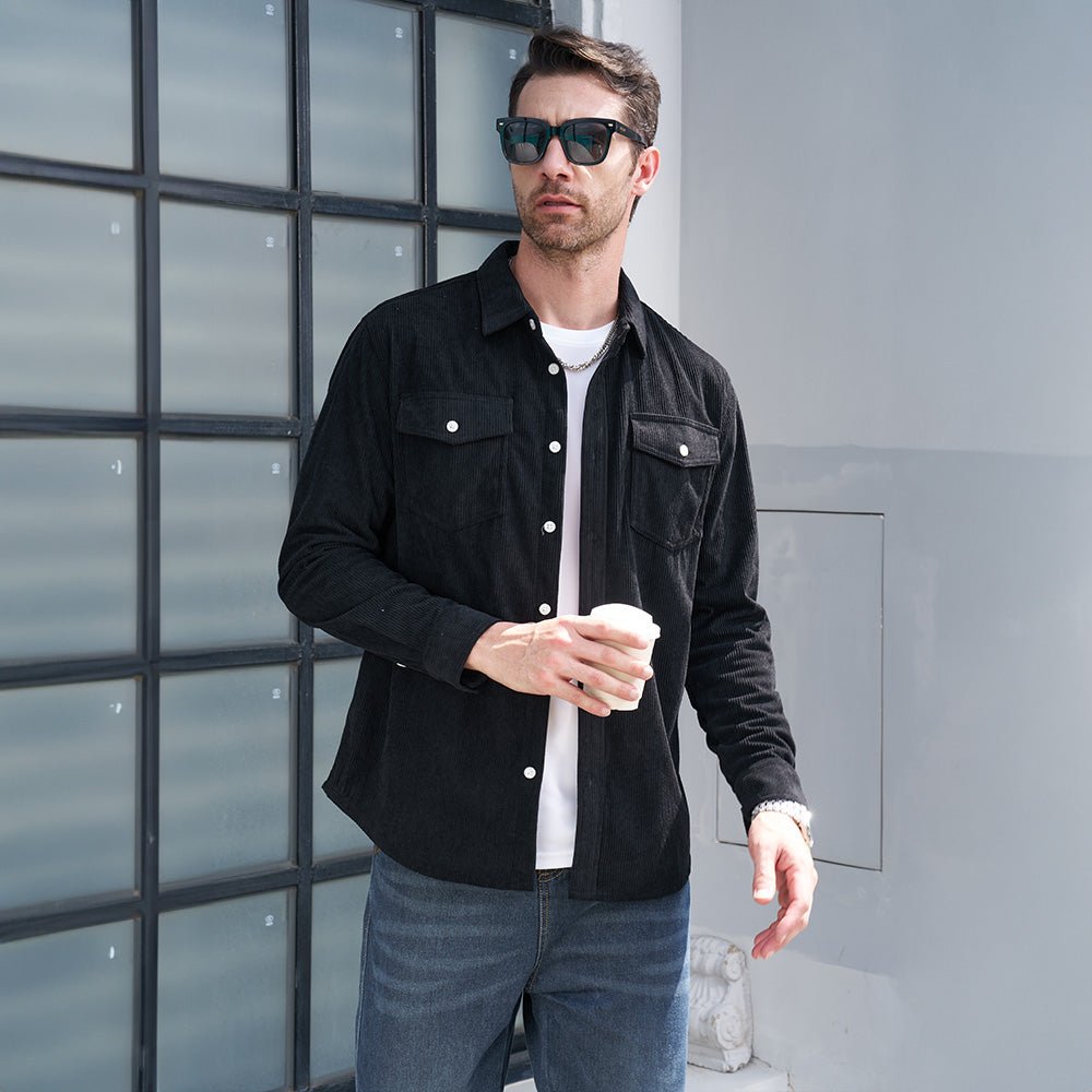 Men's Long Sleeve Corduroy Sun Protection Shirt