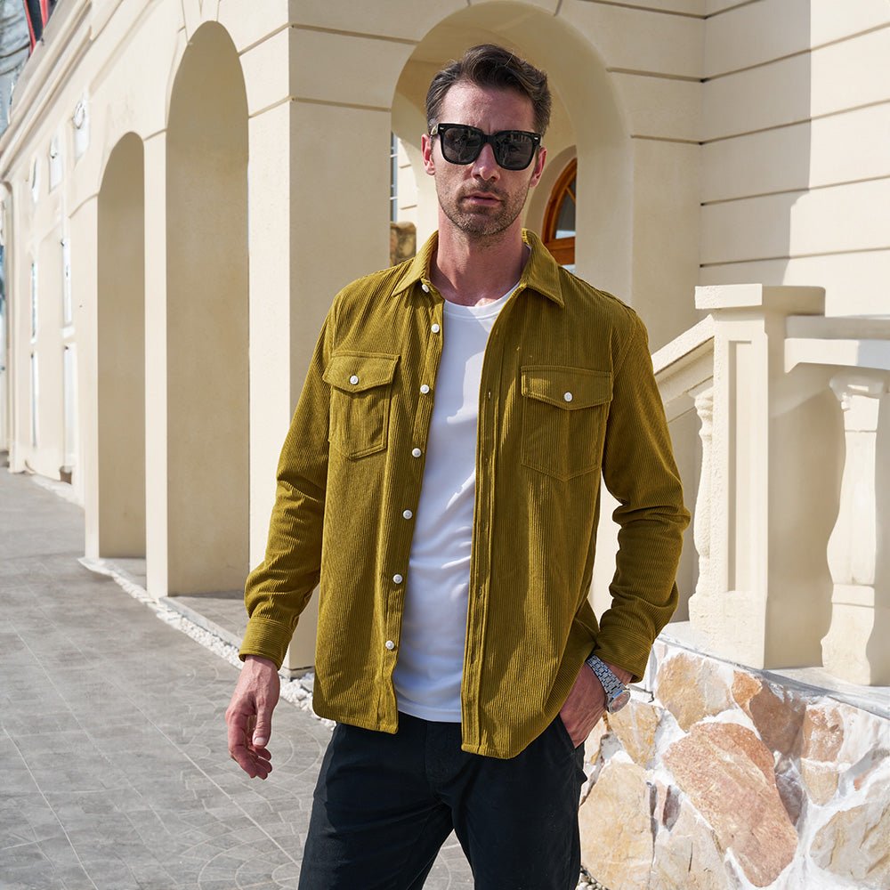 Men's Long Sleeve Corduroy Sun Protection Shirt