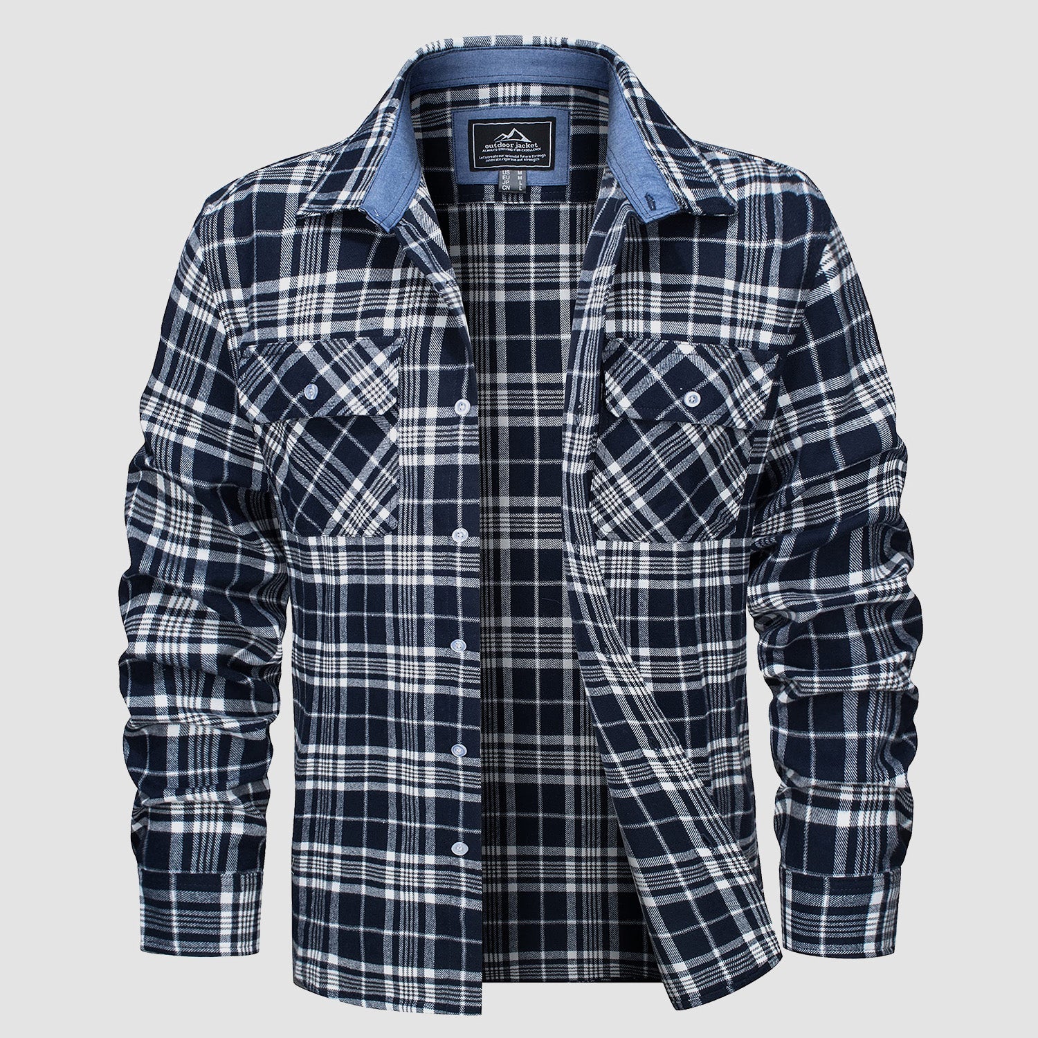 Men's Long Sleeve Cotton Plaid Flannel Shirt