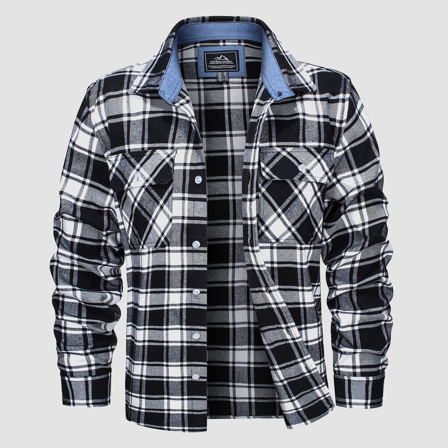 Men's Long Sleeve Cotton Plaid Flannel Shirt