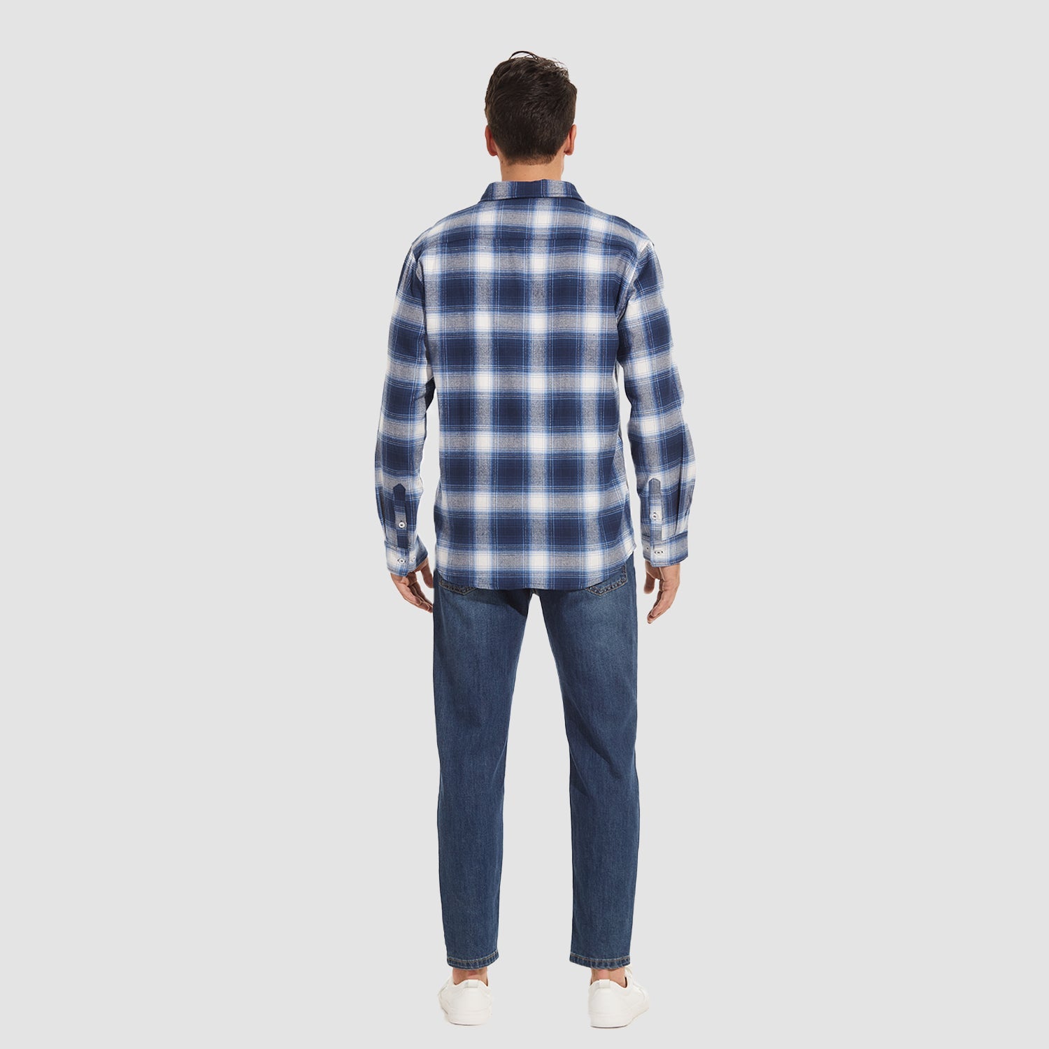 Men's Long Sleeve Cotton Plaid Flannel Shirt