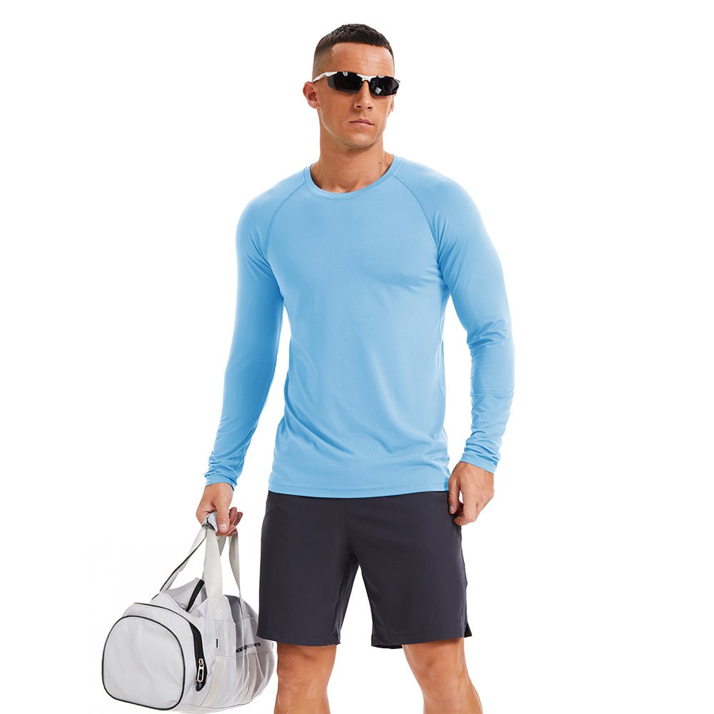 Men's Long Sleeve Rash Guard UPF 50+ Athletic Swim Shirt