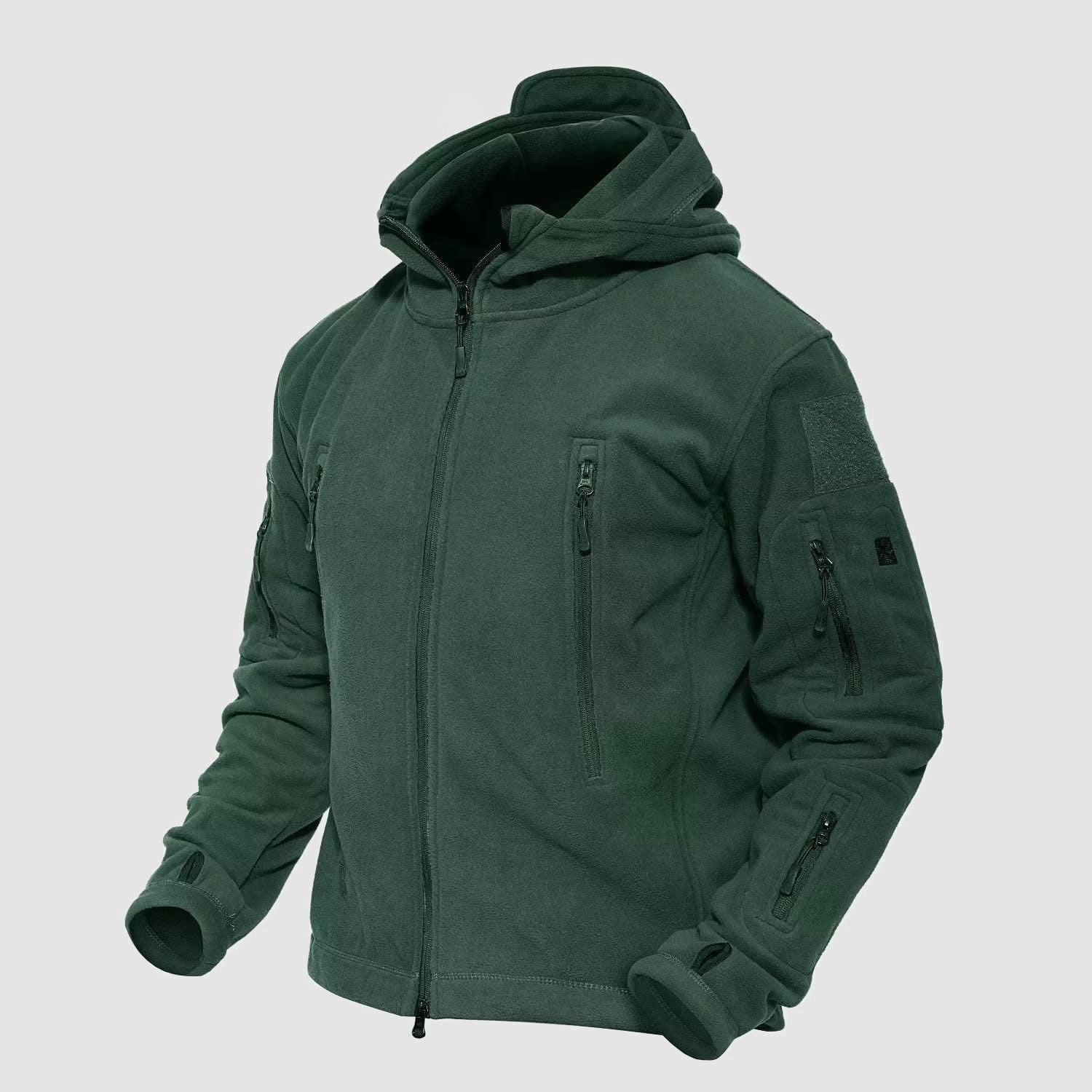 Men's Military Tactical Hooded Jacket with 6 Zip-Pockets