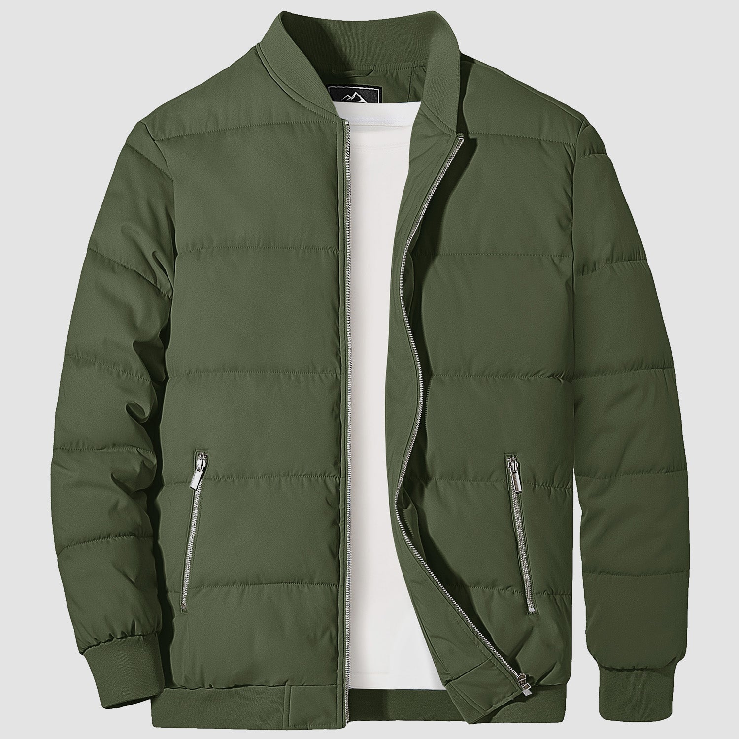 Men's Quilted Bomber Puffer Jacket - Warm Windproof Outwear