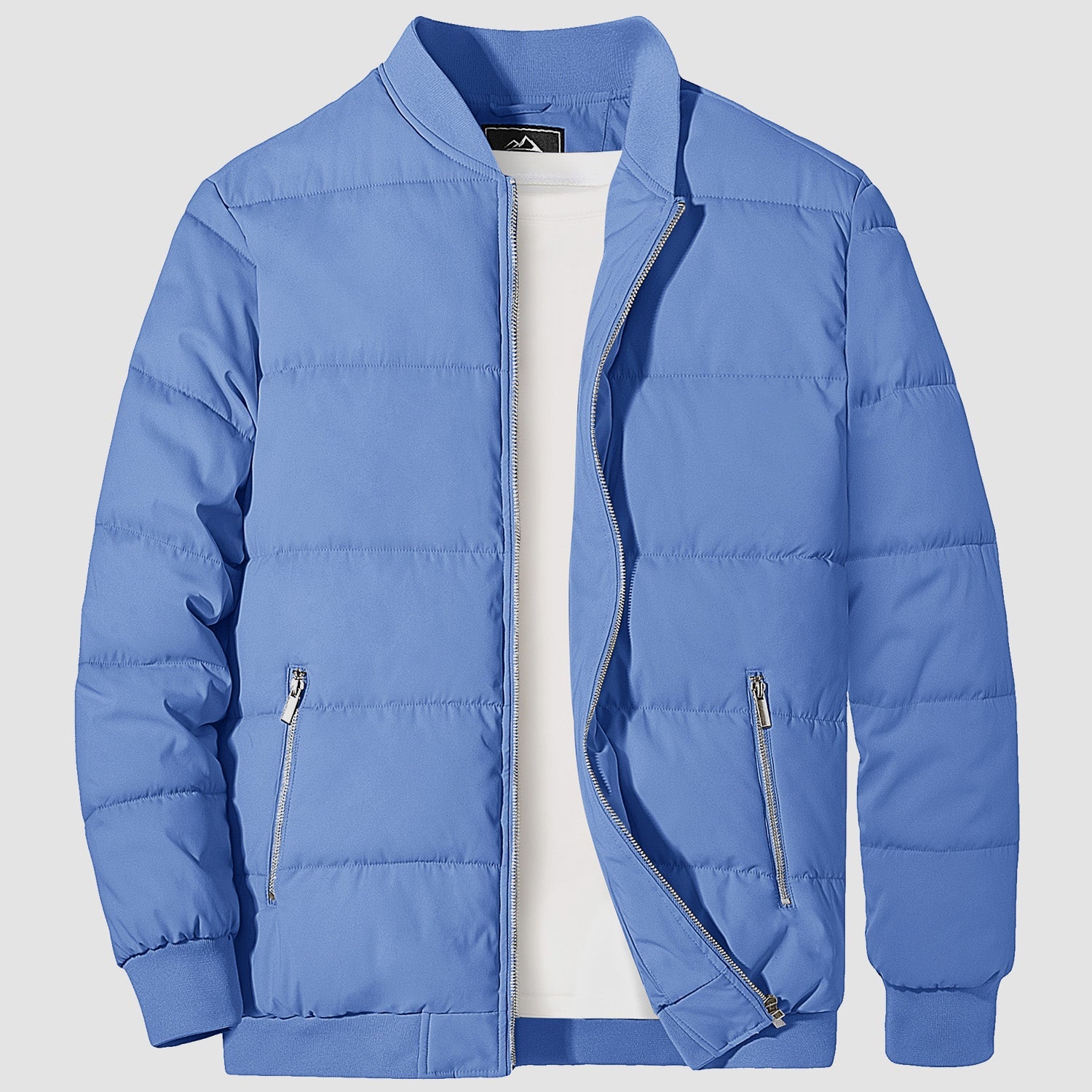 Men's Quilted Bomber Puffer Jacket - Warm Windproof Outwear