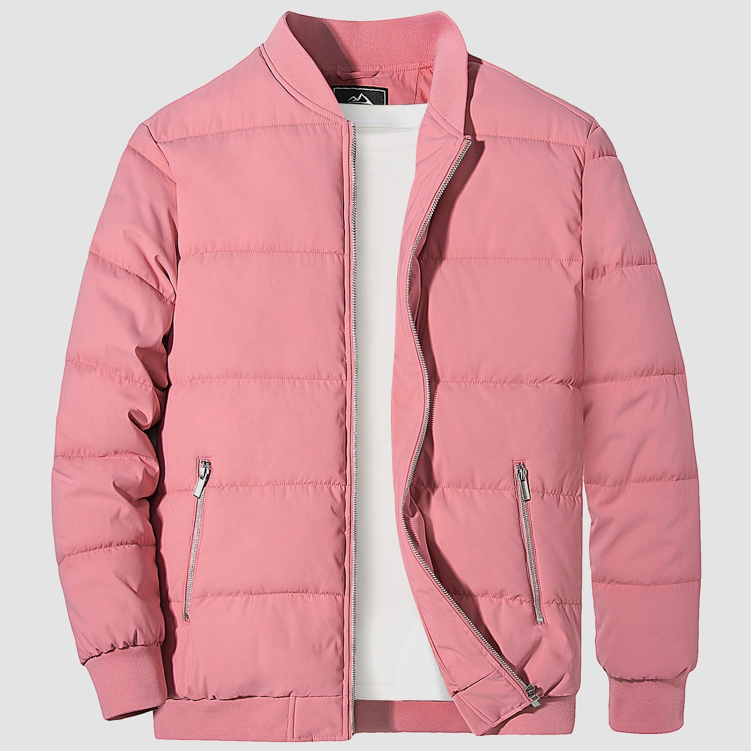 Men's Quilted Bomber Puffer Jacket - Warm Windproof Outwear