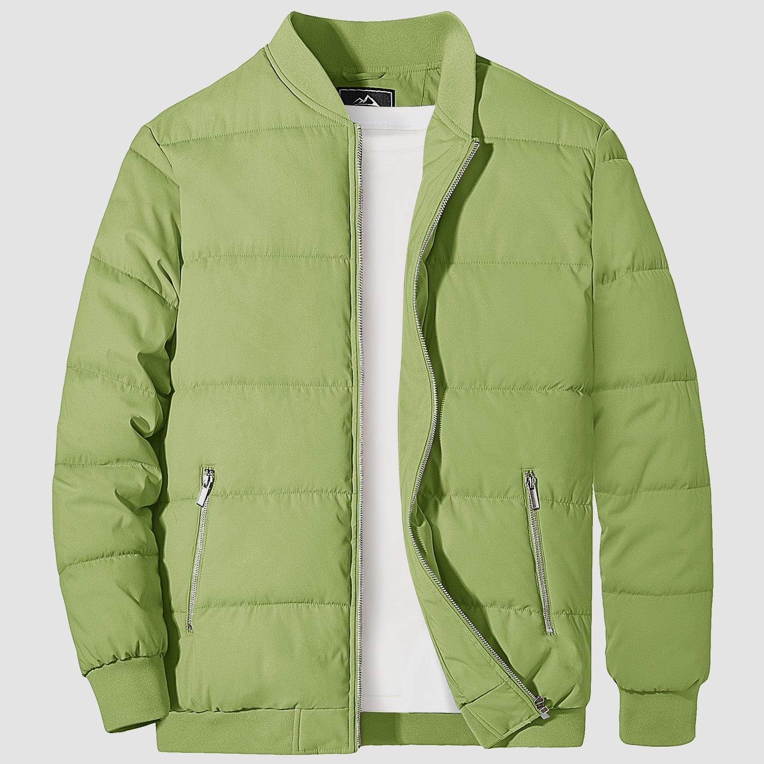 Men's Quilted Bomber Puffer Jacket - Warm Windproof Outwear