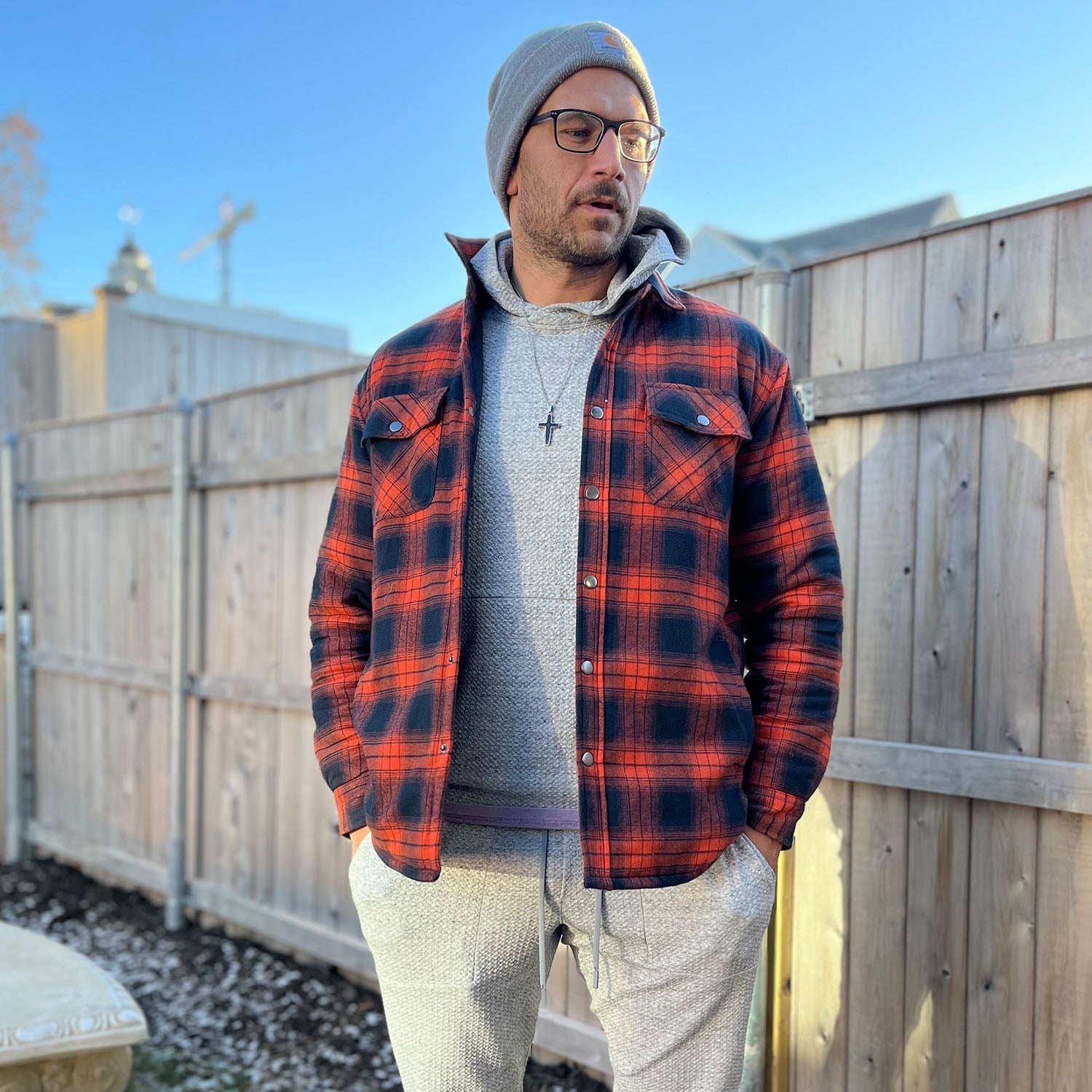 Men's Quilted Flannel Jacket - Warm Winter Padded Shirt