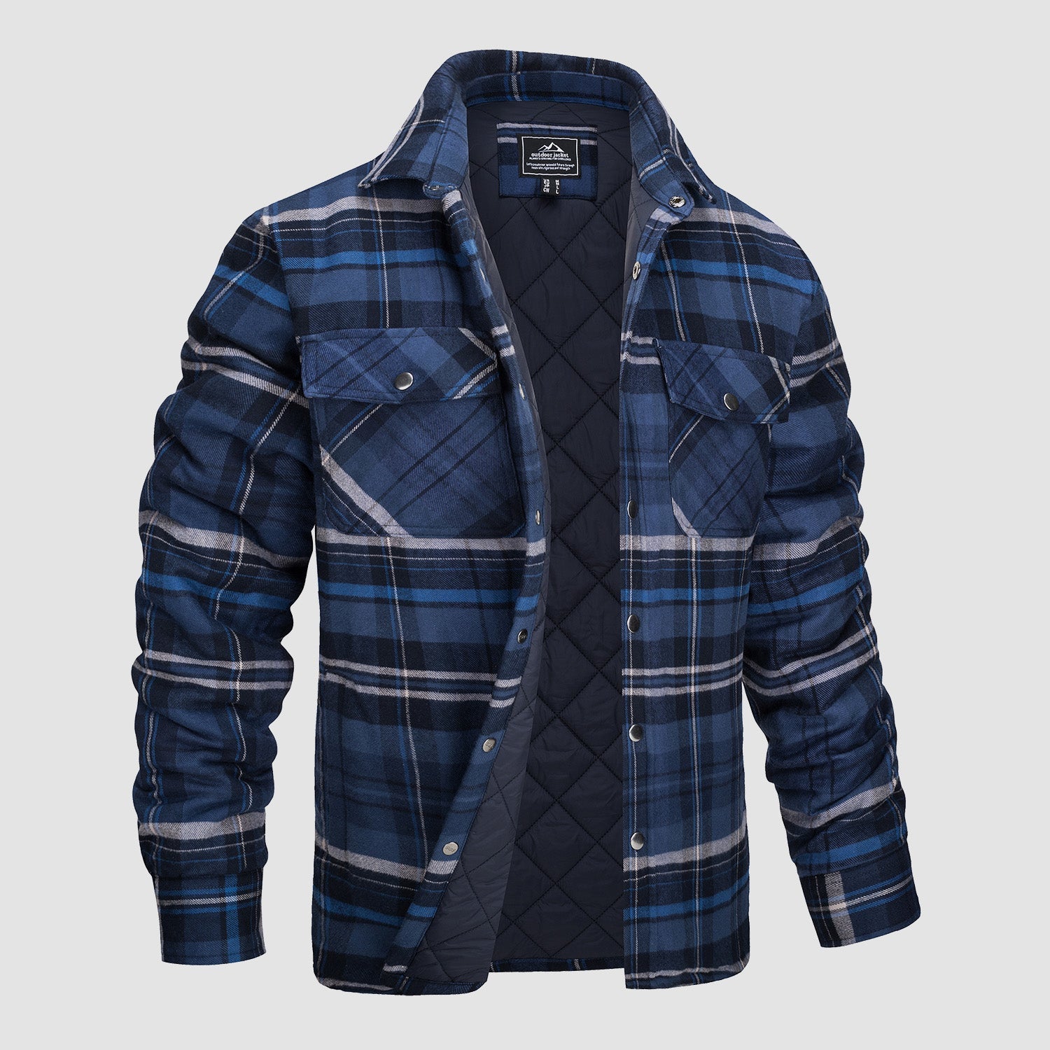 Men's Quilted Flannel Jacket - Warm Winter Padded Shirt