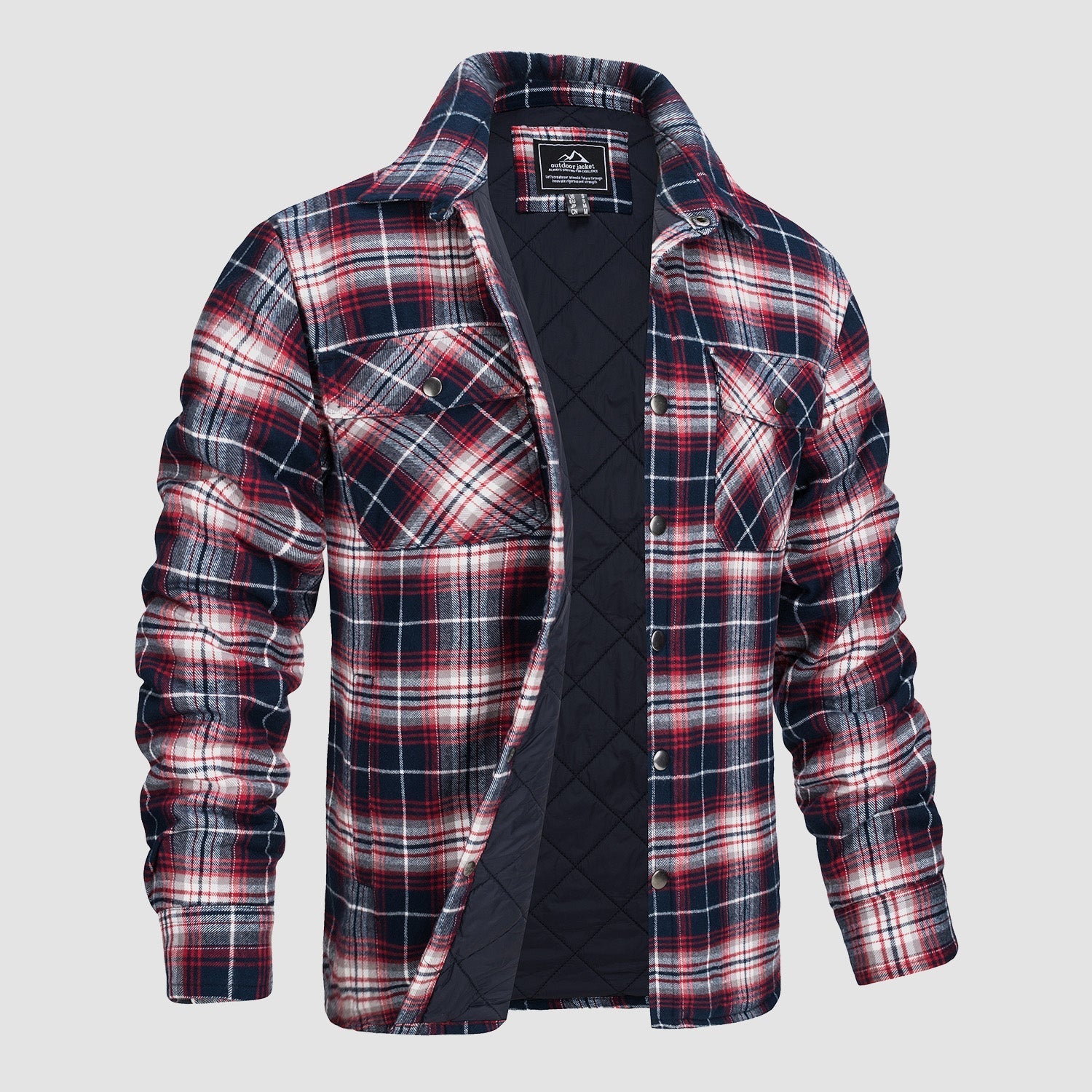 Men's Quilted Flannel Jacket - Warm Winter Padded Shirt
