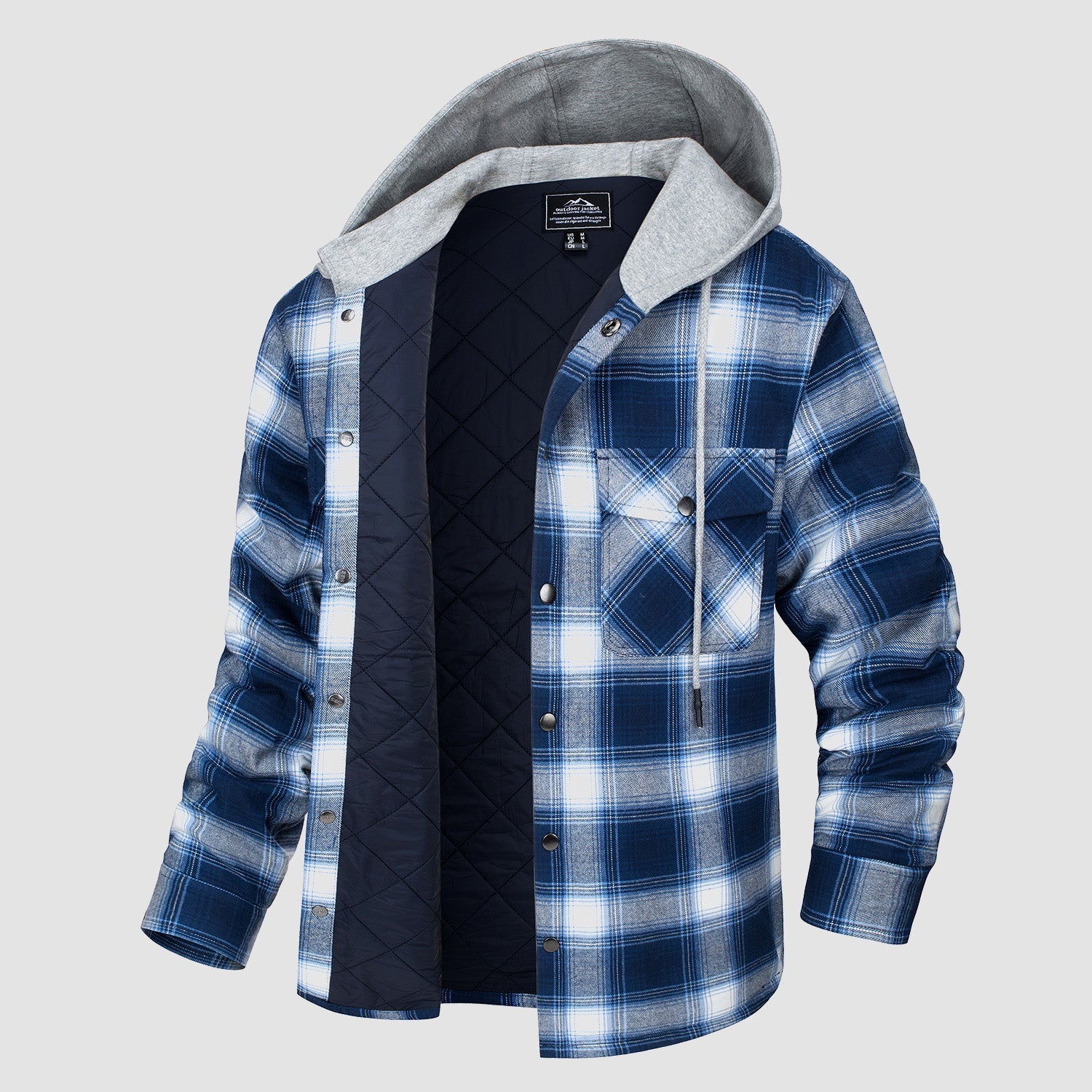 Men's Quilted Flannel Jacket with Hood – Warm & Casual