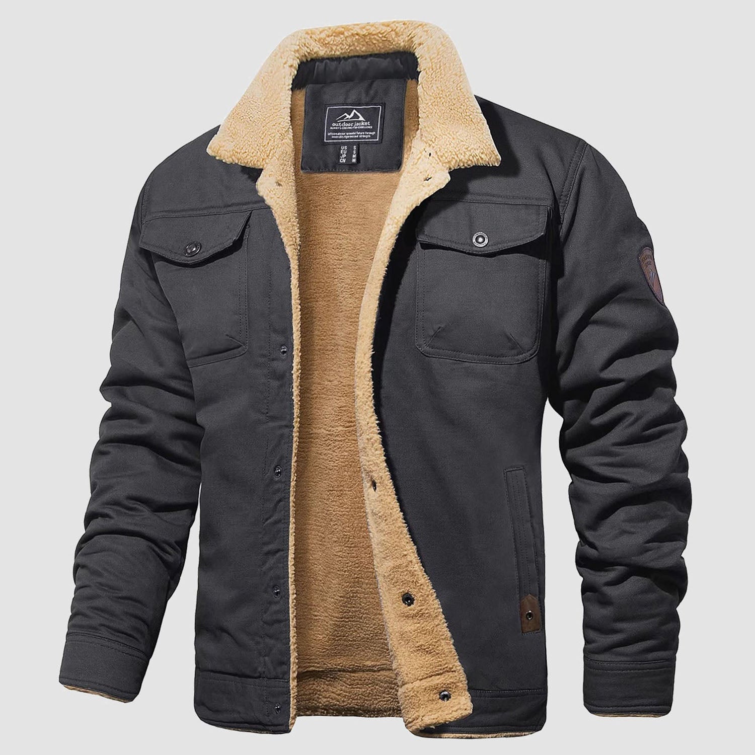 Men's Sherpa Lined Jacket with Multi Pockets