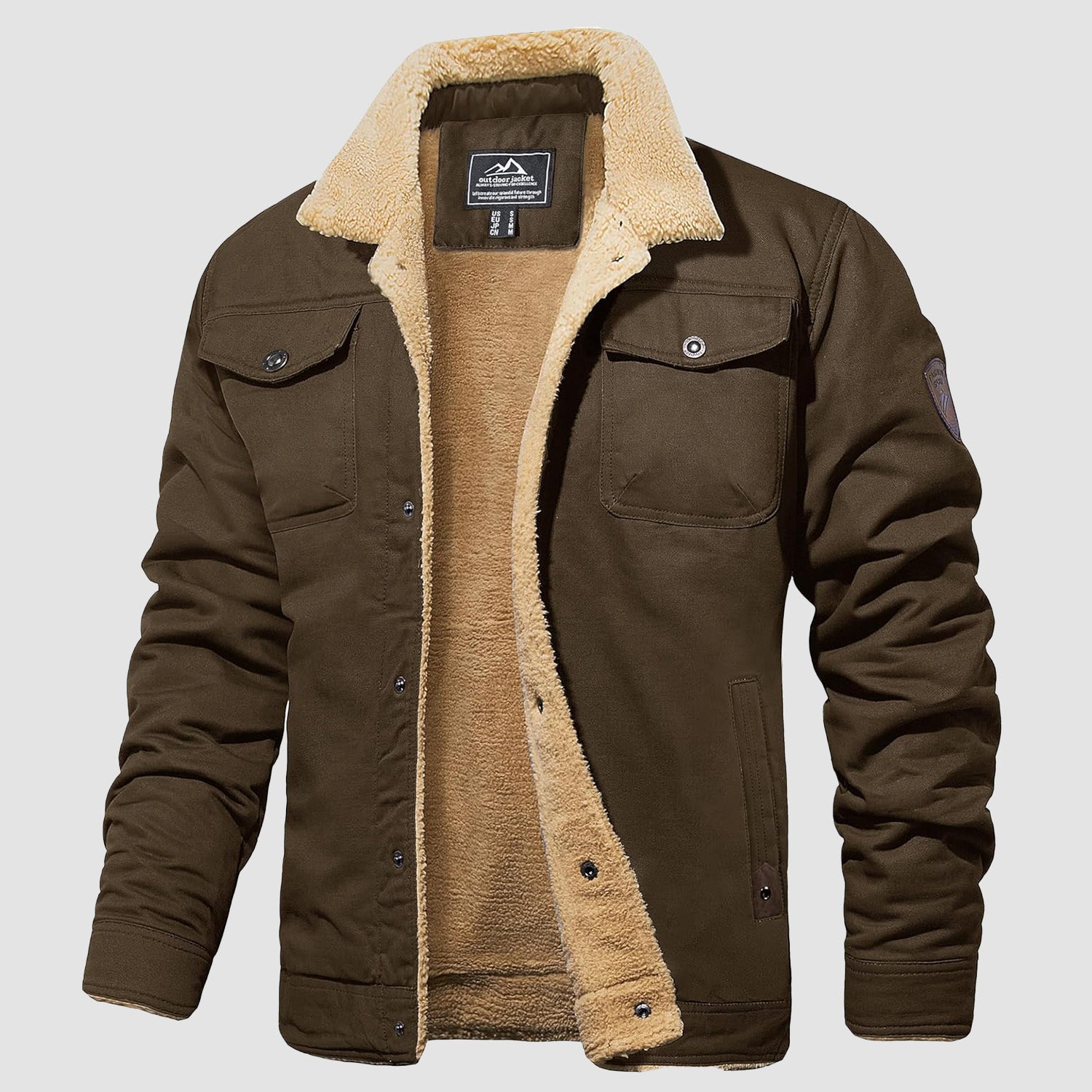 Men's Sherpa Lined Jacket with Multi Pockets