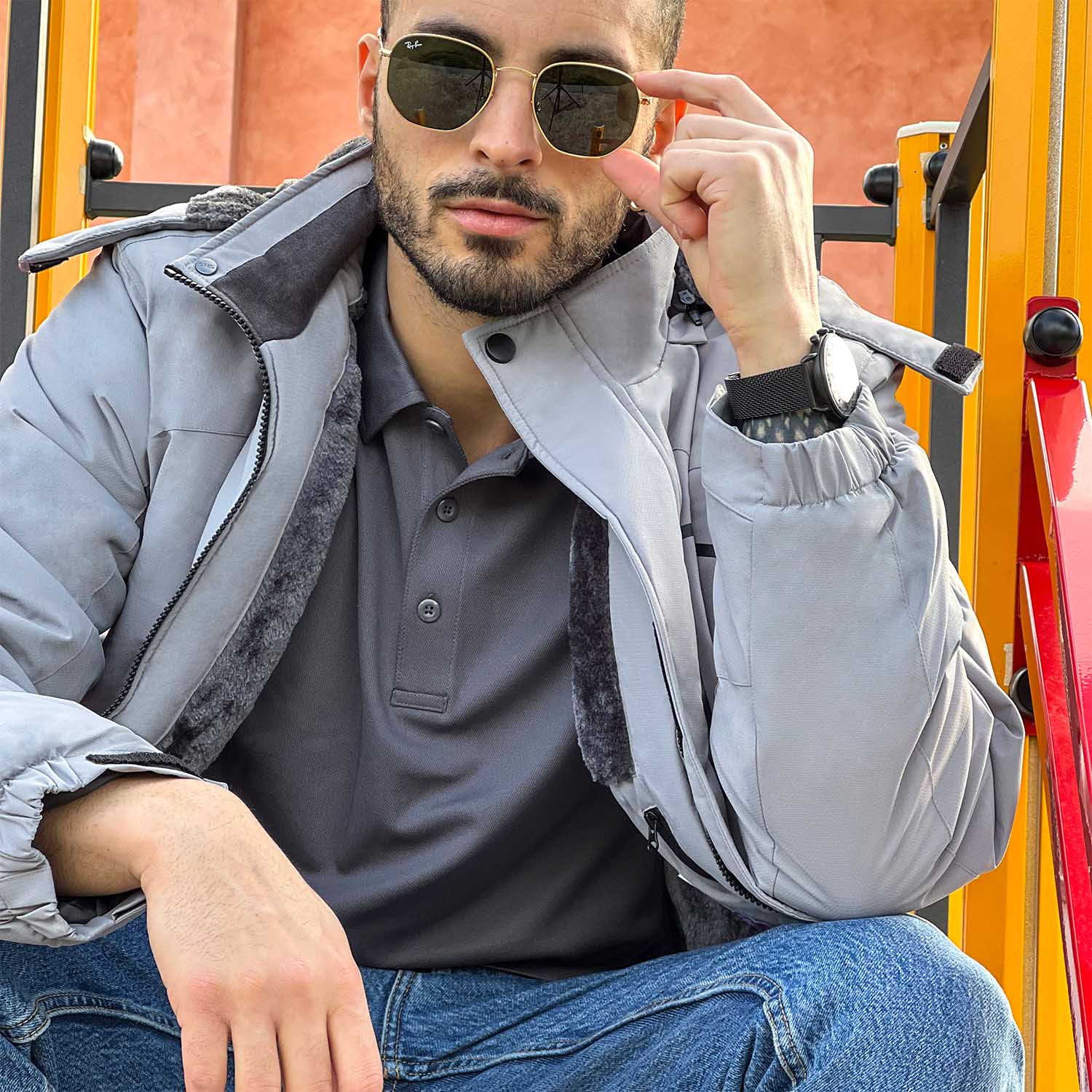 Men's Water-Repellent Winter Ski Jacket with Fleece Lining