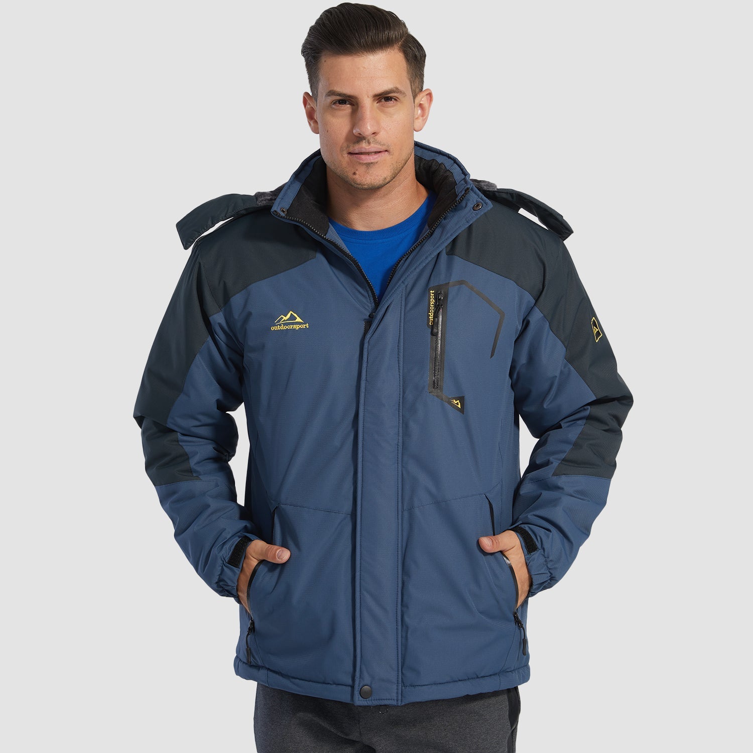 Men's Water-Repellent Winter Ski Jacket with Fleece Lining