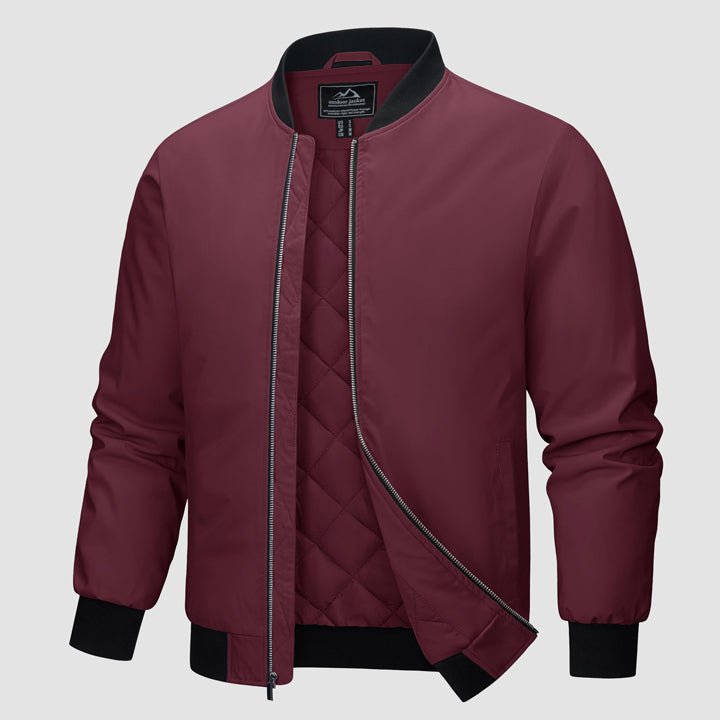 Men's Winter Bomber Jacket, Quilted & Windproof Zip-Up Coa