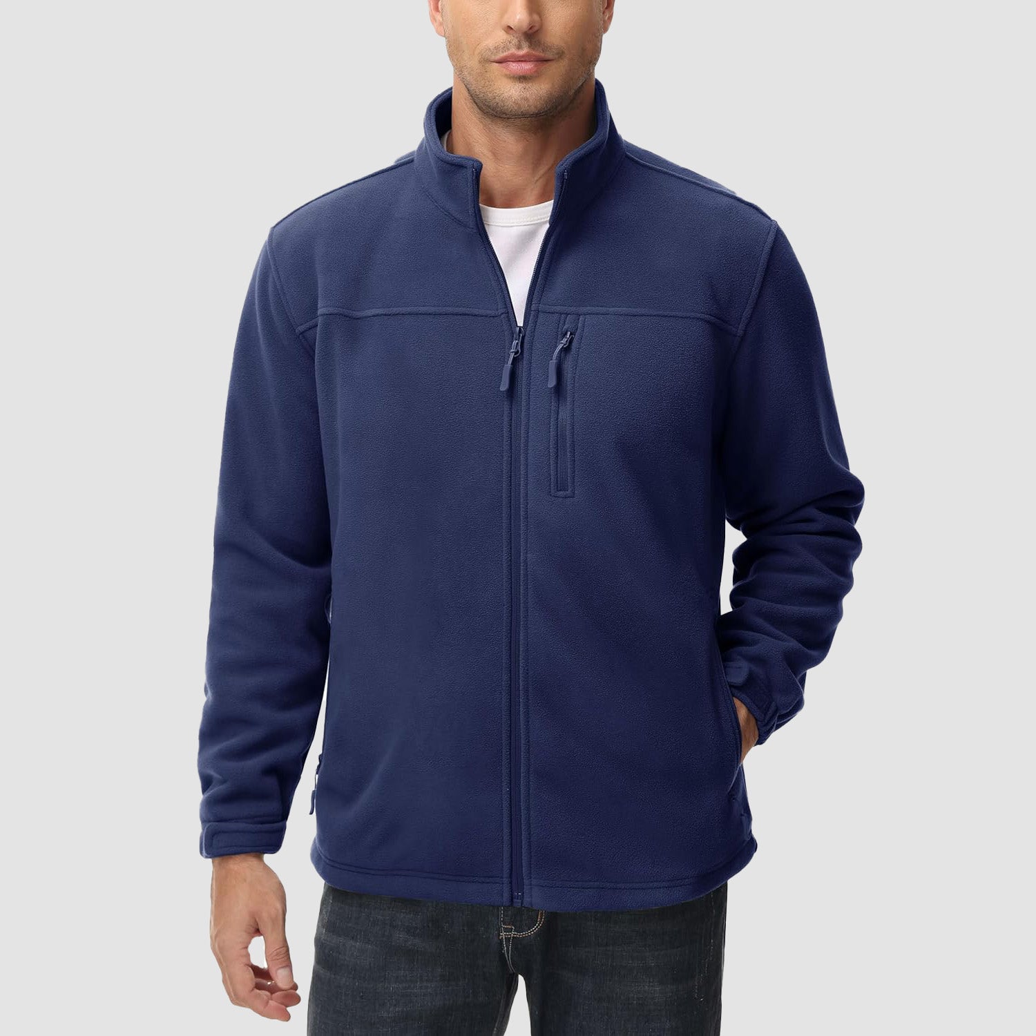 Men's Winter Fleece Jacket with 3 Pockets for Hiking & Outdoor