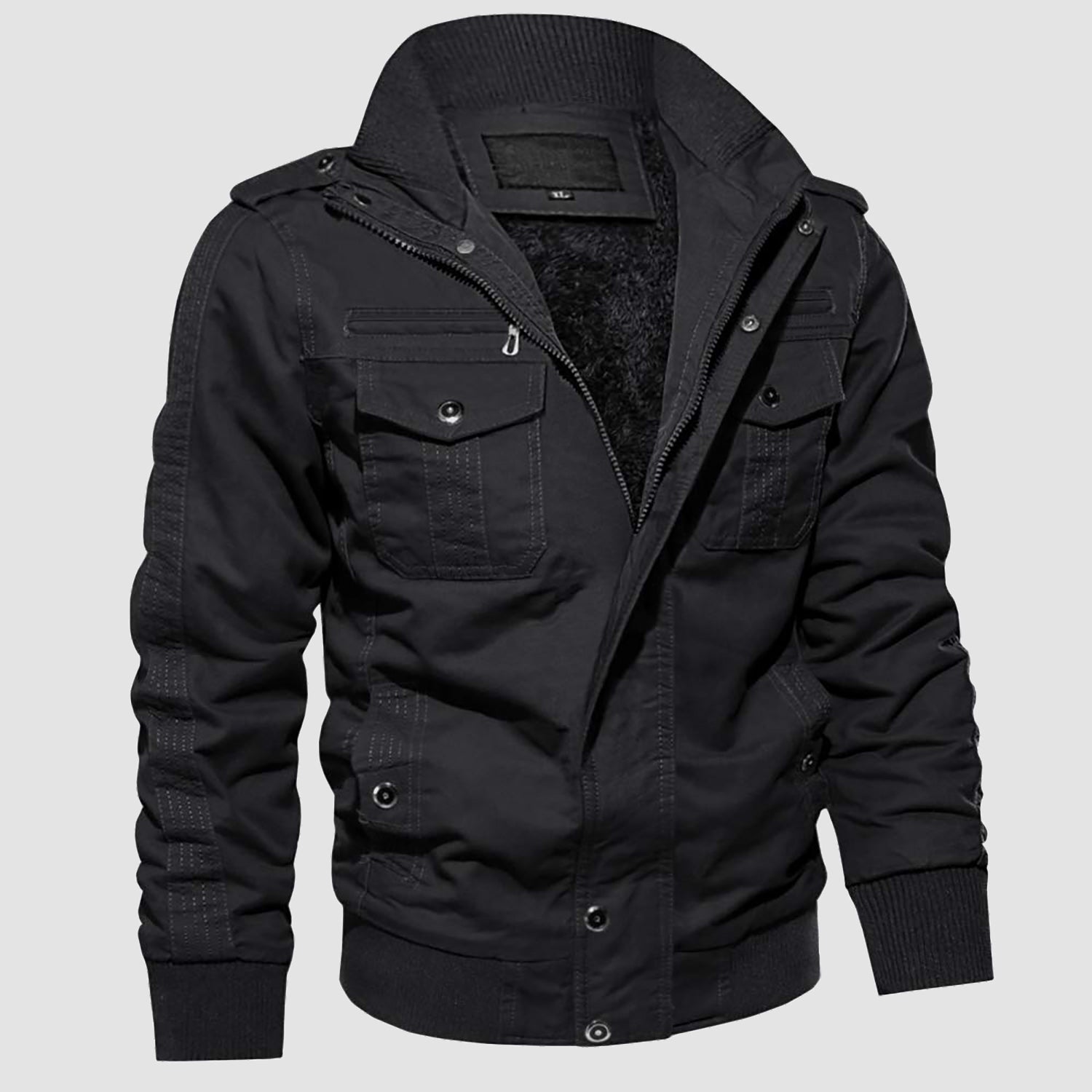 Men's Winter Military Cargo Jacket - Fleece Tactical Coat