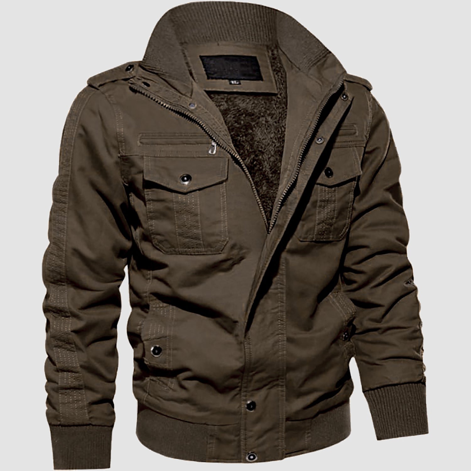 Men's Winter Military Cargo Jacket - Fleece Tactical Coat