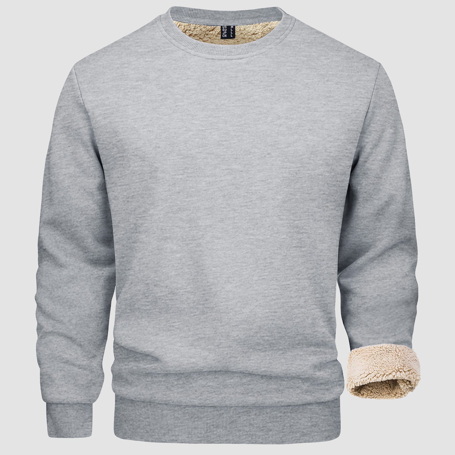 Men's  Basic Pullover Crewneck Sweater Fleece Lined Sweatshirt