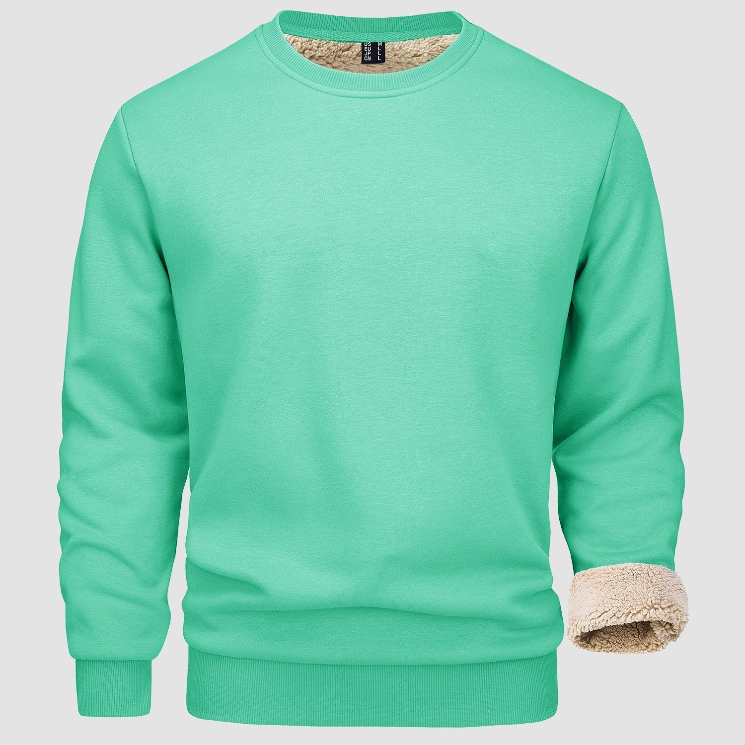 Men's  Basic Pullover Crewneck Sweater Fleece Lined Sweatshirt