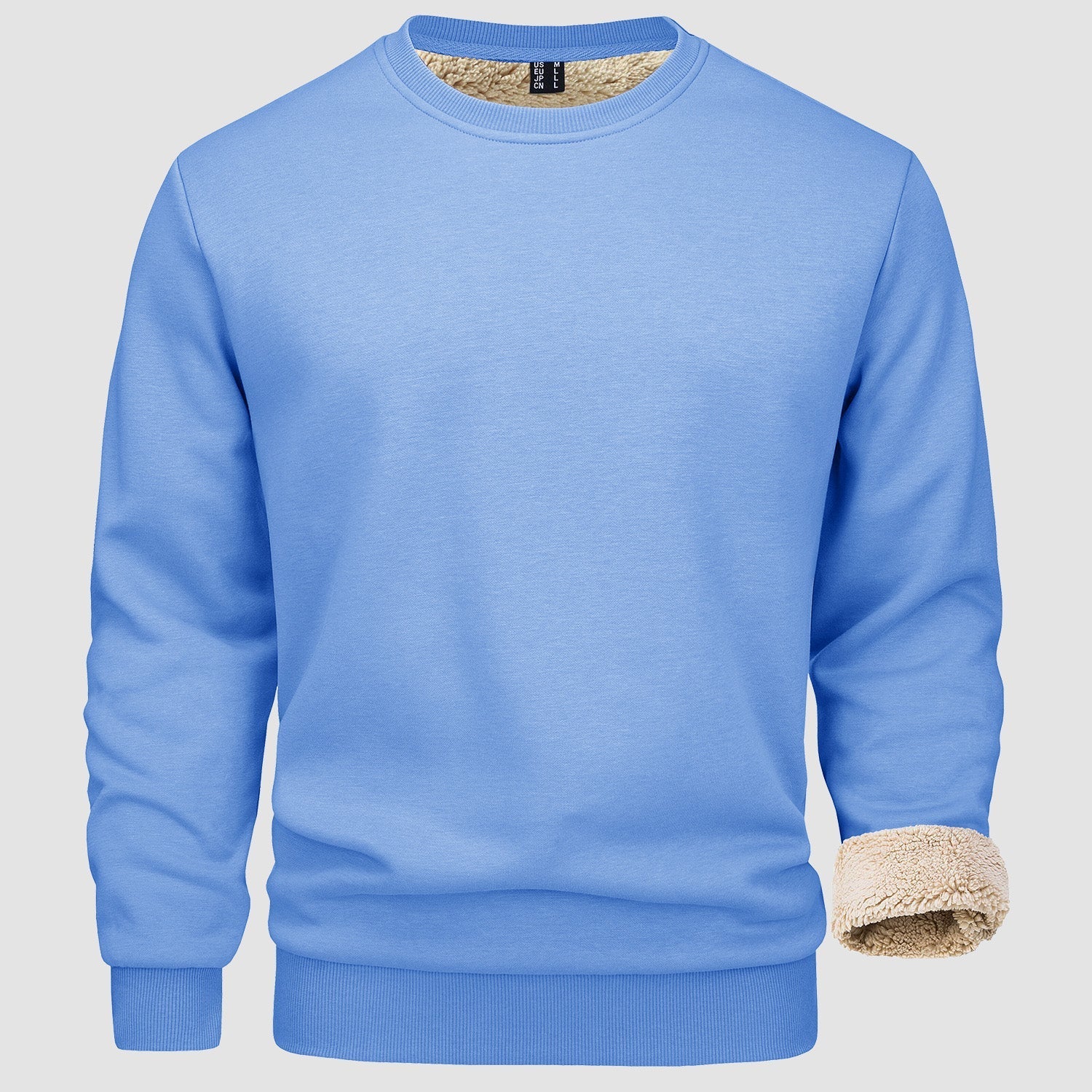 Men's  Basic Pullover Crewneck Sweater Fleece Lined Sweatshirt