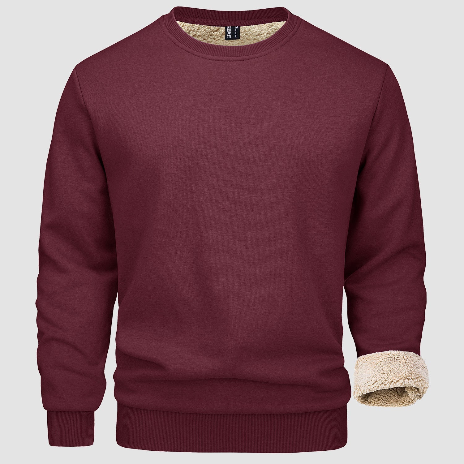 Men's  Basic Pullover Crewneck Sweater Fleece Lined Sweatshirt