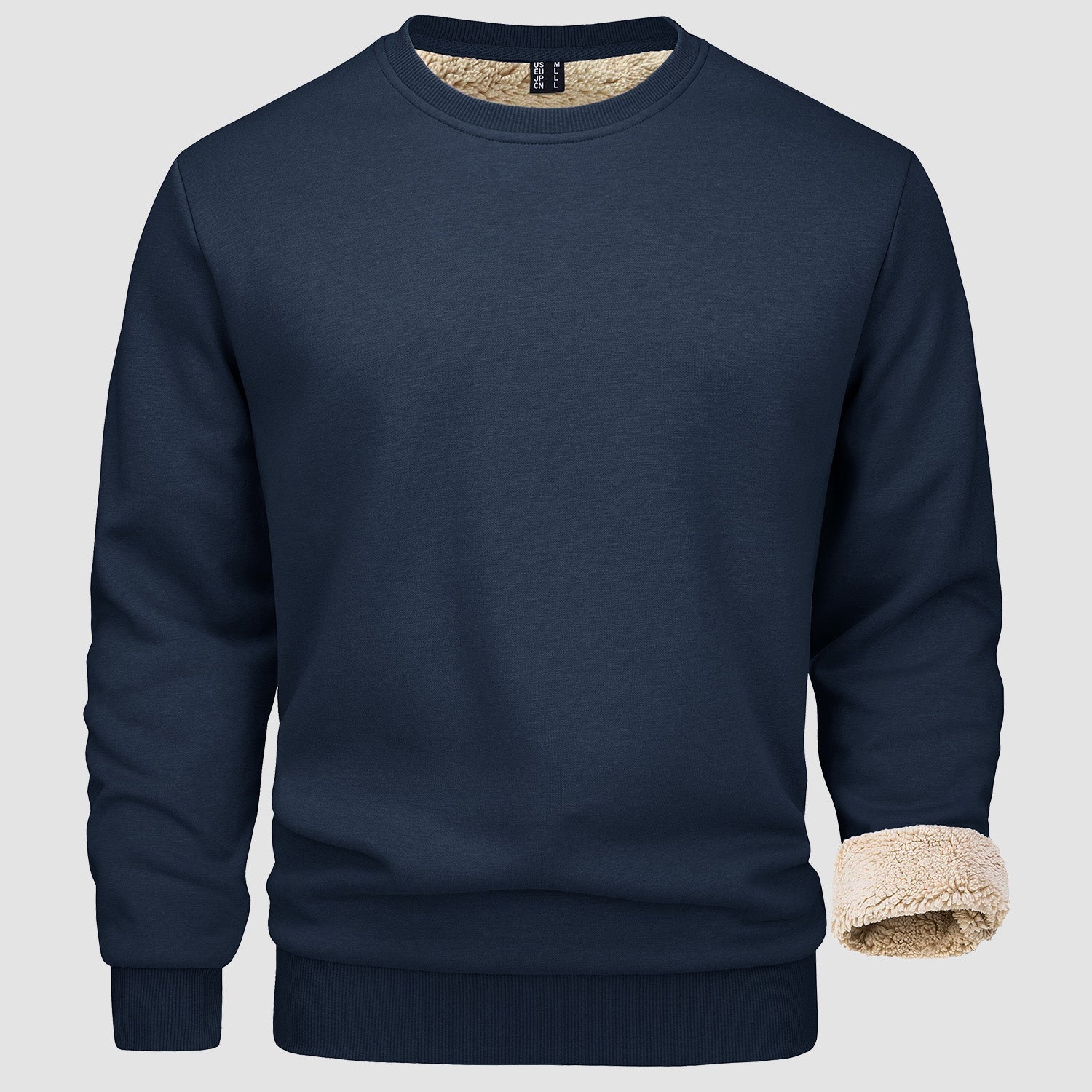 Men's  Basic Pullover Crewneck Sweater Fleece Lined Sweatshirt
