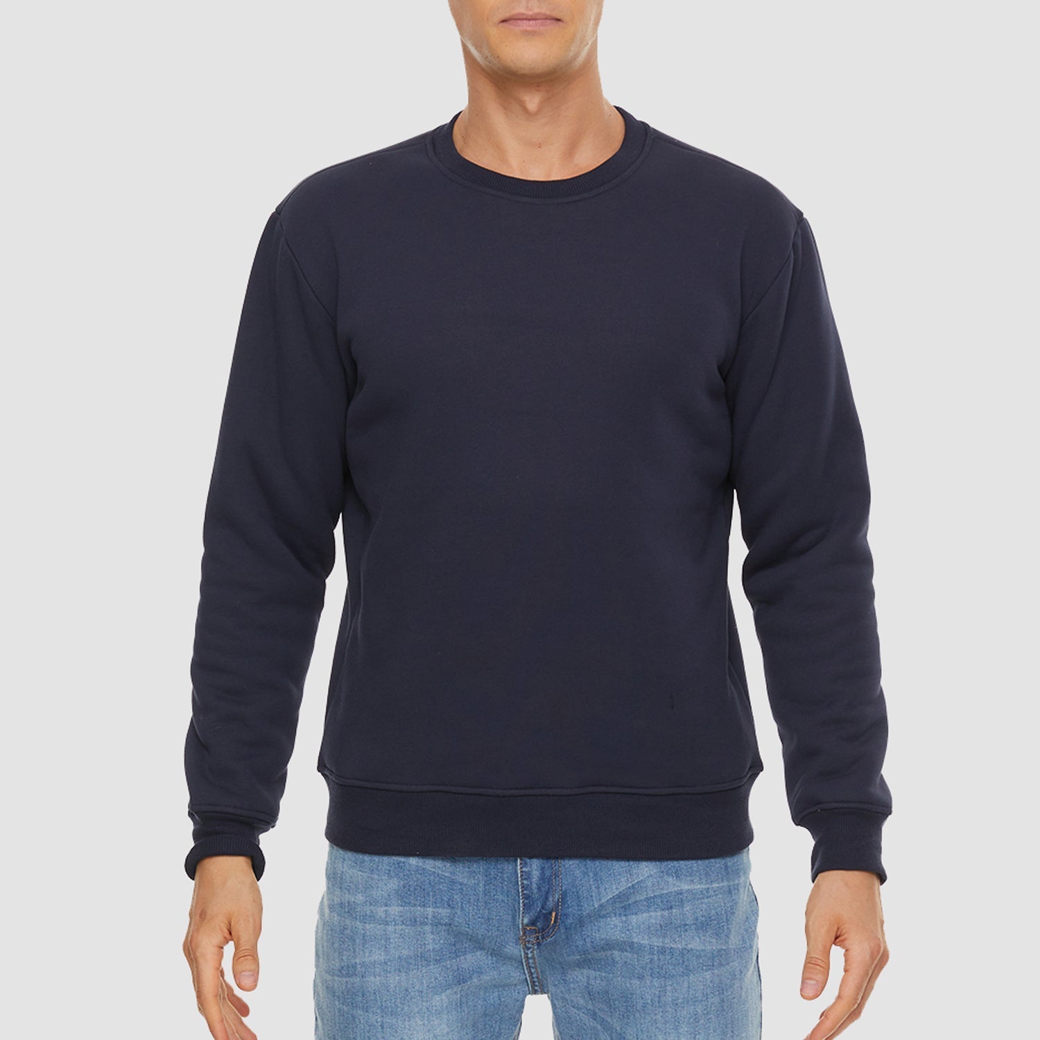 Men's  Basic Pullover Crewneck Sweater Fleece Lined Sweatshirt