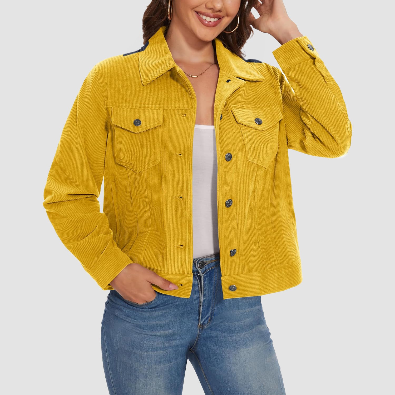 Women's Casual Corduroy Shacket Jacket