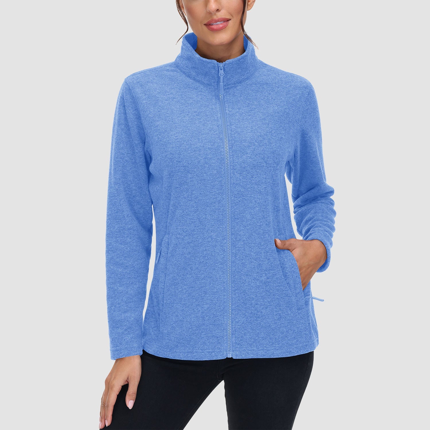 Women's Full Zip Fleece Jacket - Zip Pockets, Warm