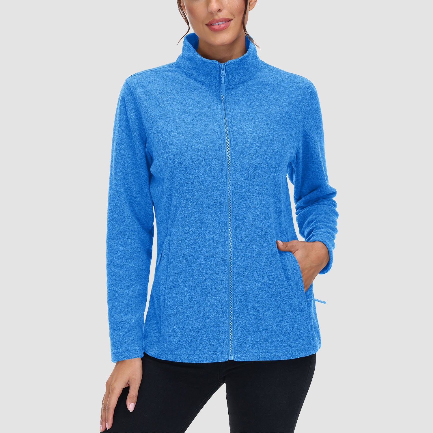 Women's Full Zip Fleece Jacket - Zip Pockets, Warm