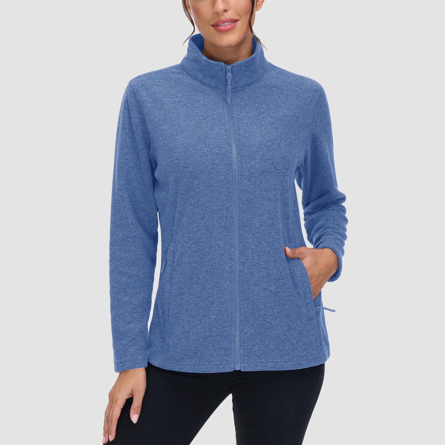 Women's Full Zip Fleece Jacket - Zip Pockets, Warm