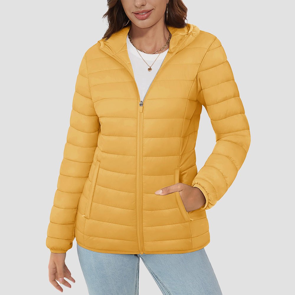 Women's Hooded Lightweight Puffer Jacket Full Zip Winter Coat