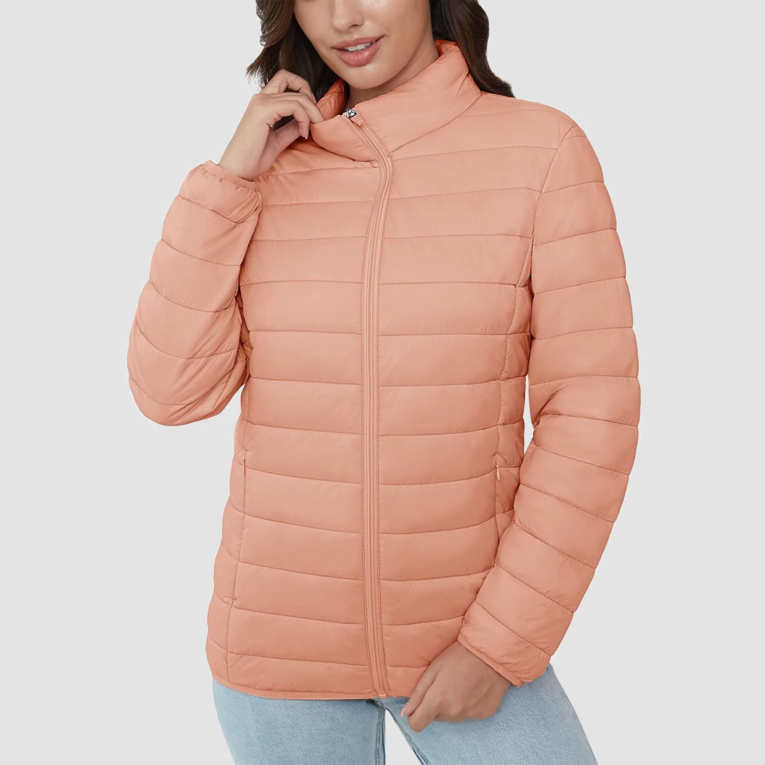 Women's Lightweight Quilted Puffer Jacket Full Zip Winter Coat