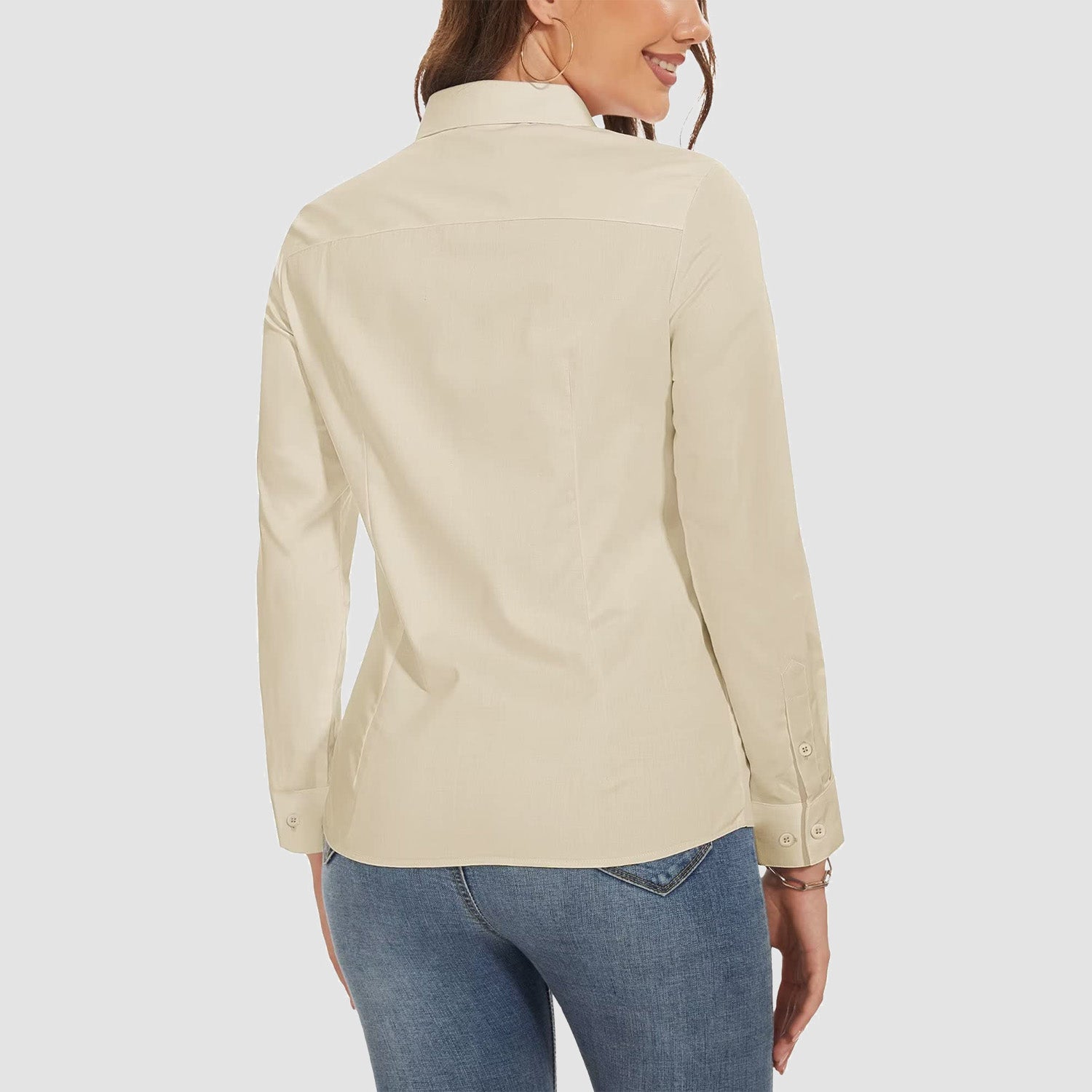 Women's Slim Fit Button-Down Long Sleeve Wrinkle-Free Shirt