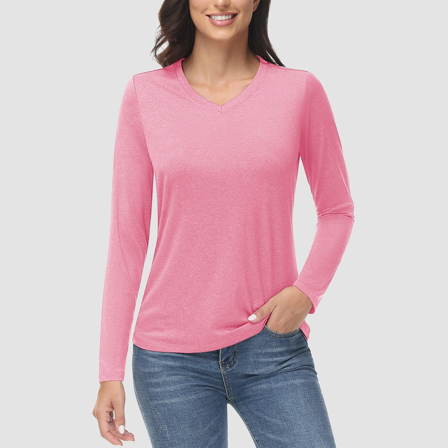 Women's UPF 50+ Shirt - Quick Dry V-Neck Hiking Tee