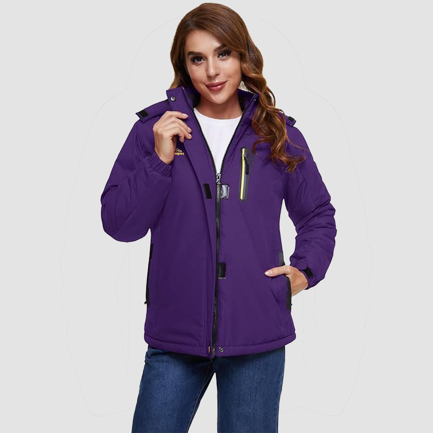 Women's Waterproof Fleece-Lined Ski Jacket with Hood