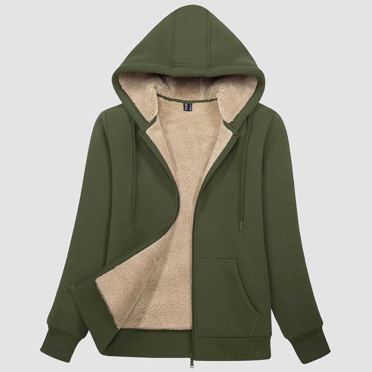 Women's Zip-Up Sherpa Lined Fleece Hoodie Jacket