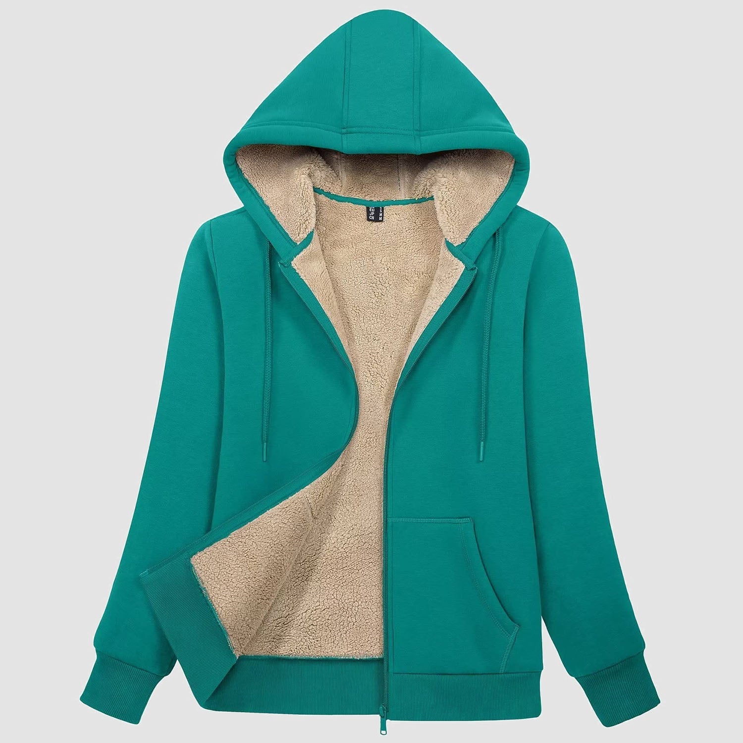 Women's Zip-Up Sherpa Lined Fleece Hoodie Jacket