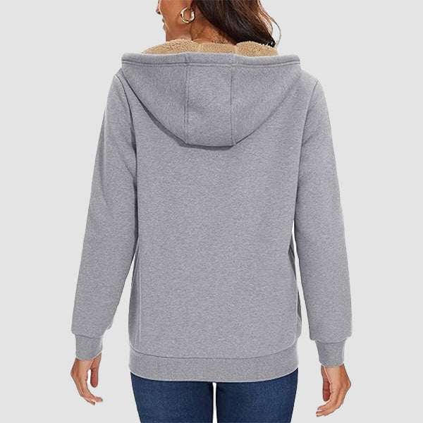 Women's Zip-Up Sherpa Lined Fleece Hoodie Jacket