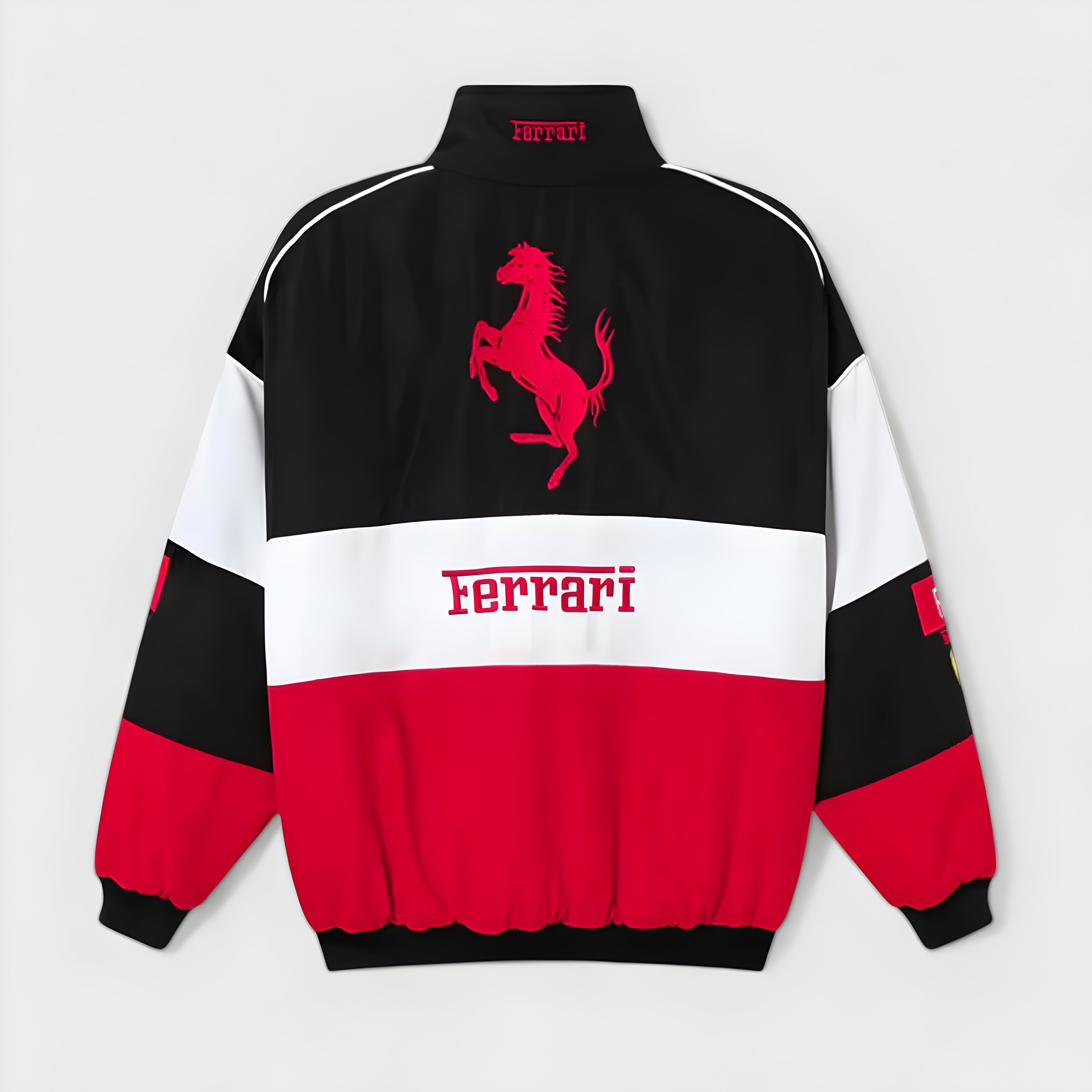 Vintage Unisex Ferrari Racing Jacket - Classic Logo Design, Retro Style