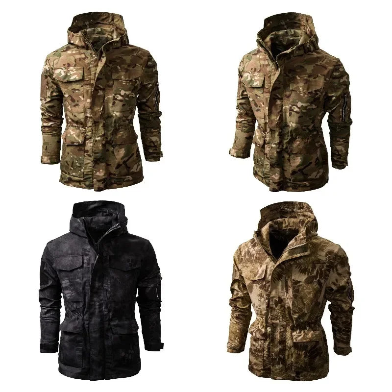 Autumn Men's Outdoor Sports Camo Work Clothes Zipper Hooded Jacket Coat Men Clothing