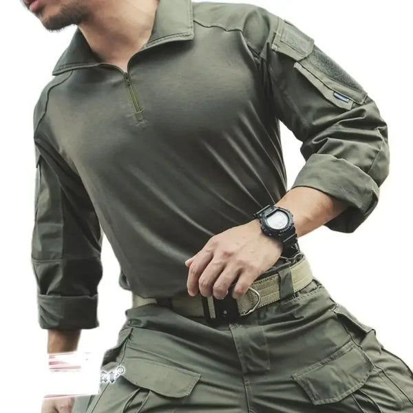 GEN3 Tactical Shirts Men's Long Sleeve Combat Shirt 1/4 Zipper Ripstop Hunting Clothes Training CP Camoufalge Airsoft T Shirts