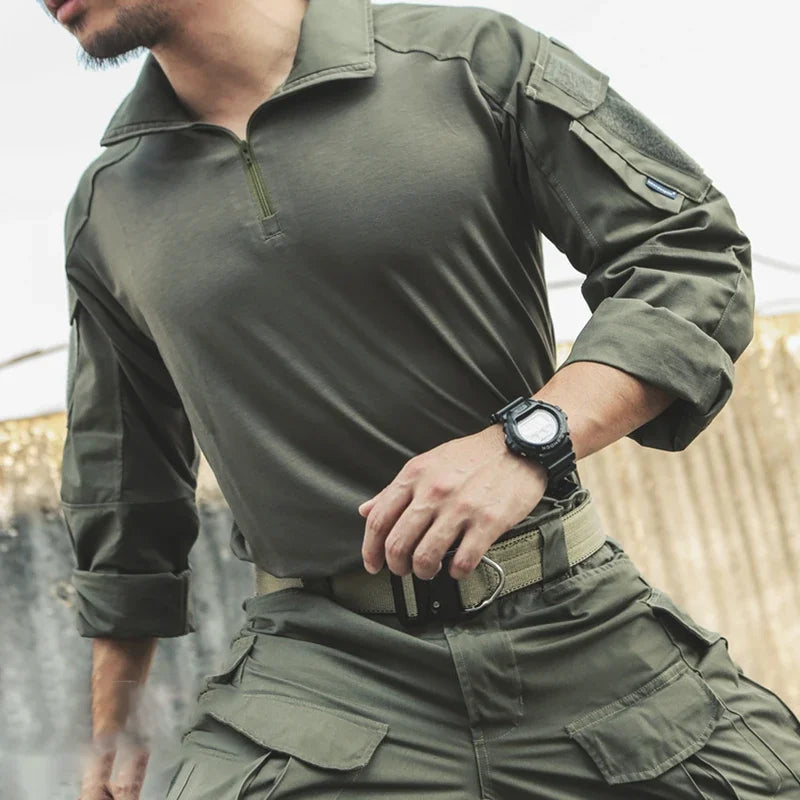 GEN3 Tactical Shirts Men's Long Sleeve Combat Shirt 1/4 Zipper Ripstop Hunting Clothes Training CP Camoufalge Airsoft T Shirts