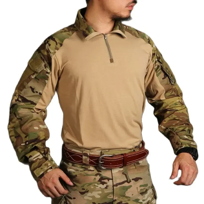 GEN3 Tactical Shirts Men's Long Sleeve Combat Shirt 1/4 Zipper Ripstop Hunting Clothes Training CP Camoufalge Airsoft T Shirts