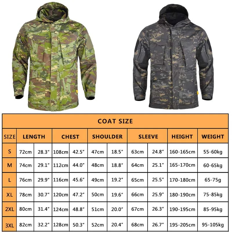 M65 Tactical Jackets Windbreaker Hiking Airsoft Camping Jacket Hunting Hoodie Coat Multi-pocket Jackets Windproof Men Clothing