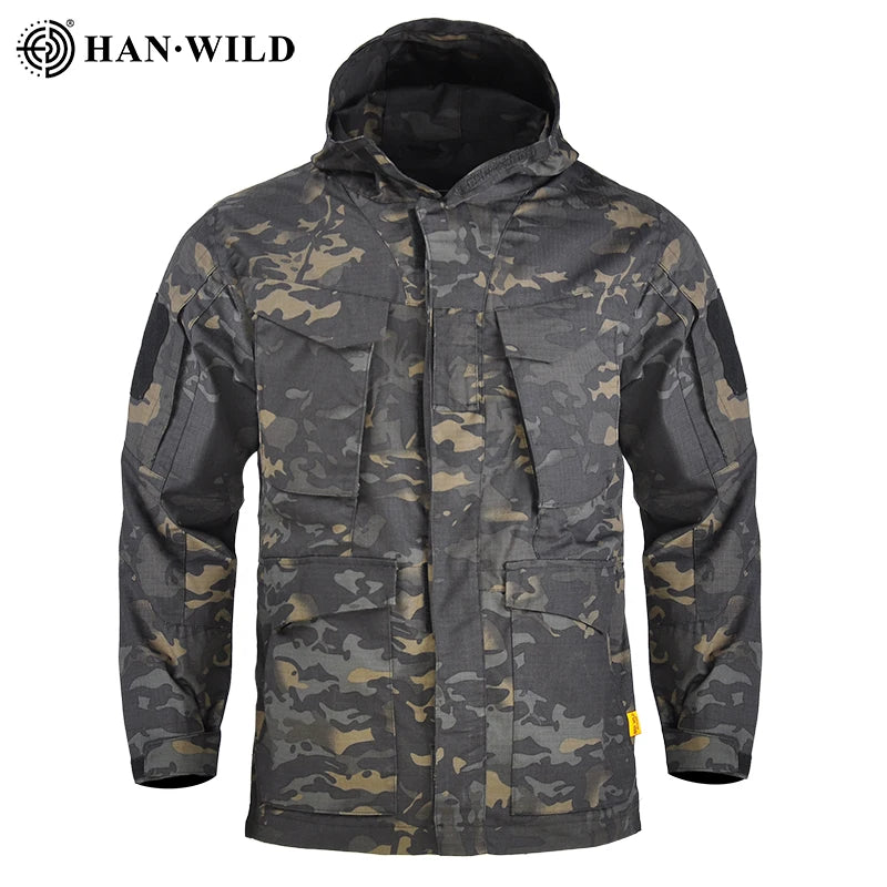 M65 Tactical Jackets Windbreaker Hiking Airsoft Camping Jacket Hunting Hoodie Coat Multi-pocket Jackets Windproof Men Clothing