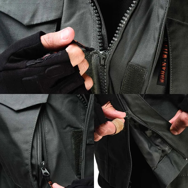 M65 Tactical Jackets Windbreaker Hiking Airsoft Camping Jacket Hunting Hoodie Coat Multi-pocket Jackets Windproof Men Clothing